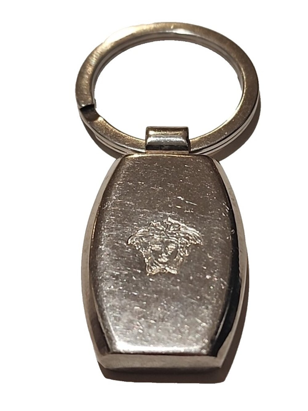 vintage GIANNI VERSACE Medusa Head Keychain key ring holder bag charm silver